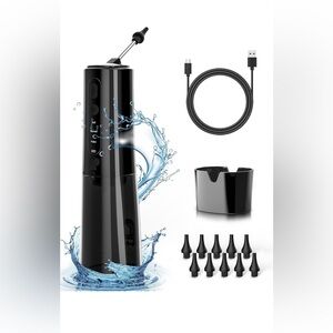 Ear Cleaner w/3 Water Spray Levels w/Replacement Heads Ear Wax Removal Tool Blk